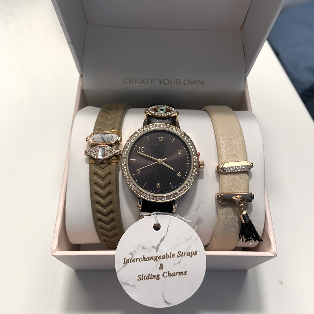 Jessica Carlyle Watch Brand New interchangeable bands with charms black